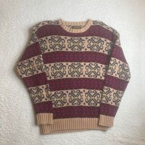 Vintage Eddie Bauer men's multicolor Navajo Aztec knit sweater heavy cotton L